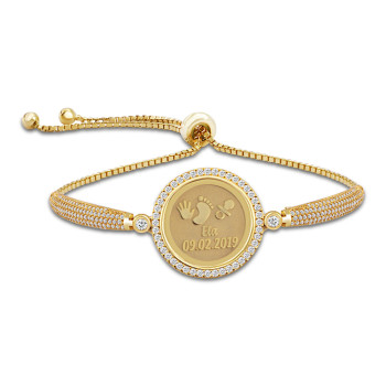 اسوارة فضة مطلي ذهب مرصع بالكرستال باسمين #220