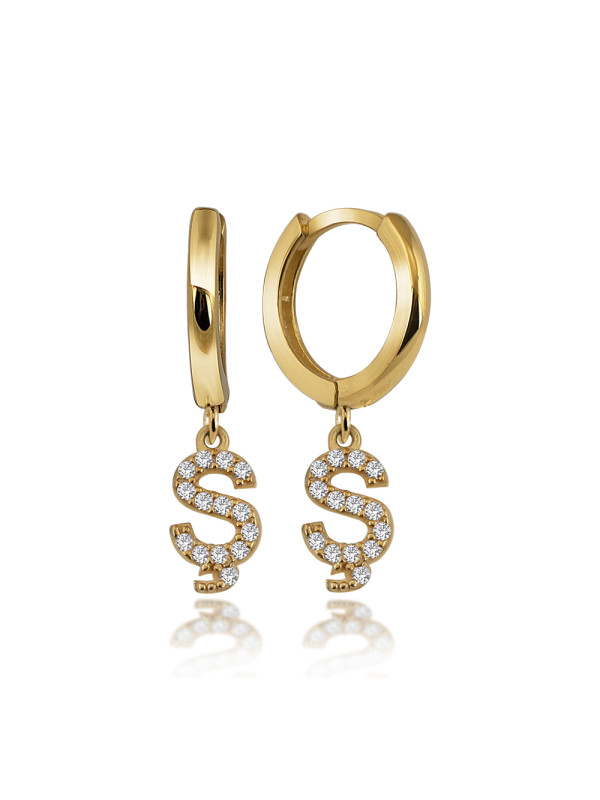 حلق فضة خالص بحرف مرصع كريستال #200