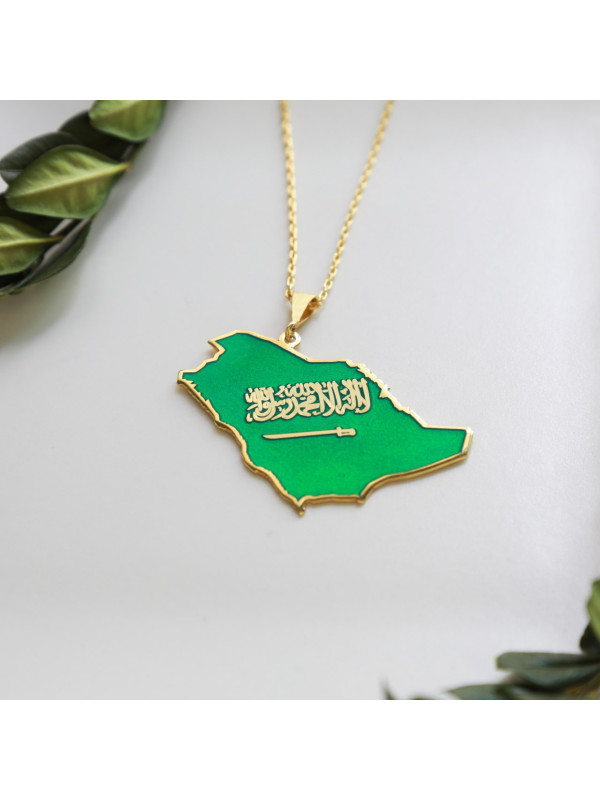 تعليقة سيارة العلم السعودي فضة بالاسم #668