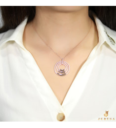 سلسال حلقات فضة خالص بثلاثة حروف مرصع بالكريستال #127