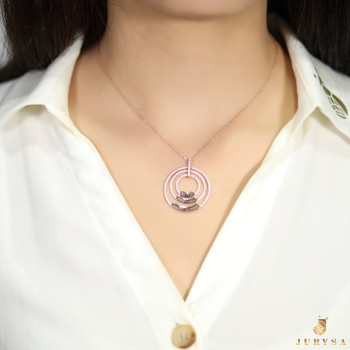 سلسال حلقات فضة خالص بثلاثة حروف مرصع بالكريستال #127 