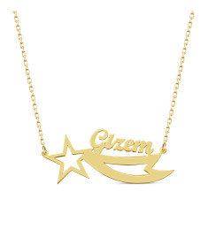 سلسال فضة خالص باسم مع نجمة #105