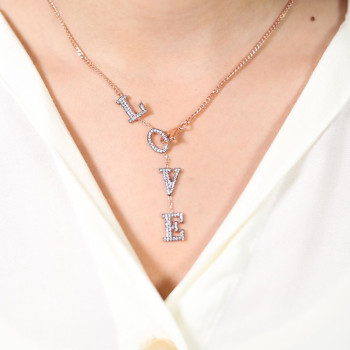 سلسال الحب فضة خالص مرصع كرييستال #750