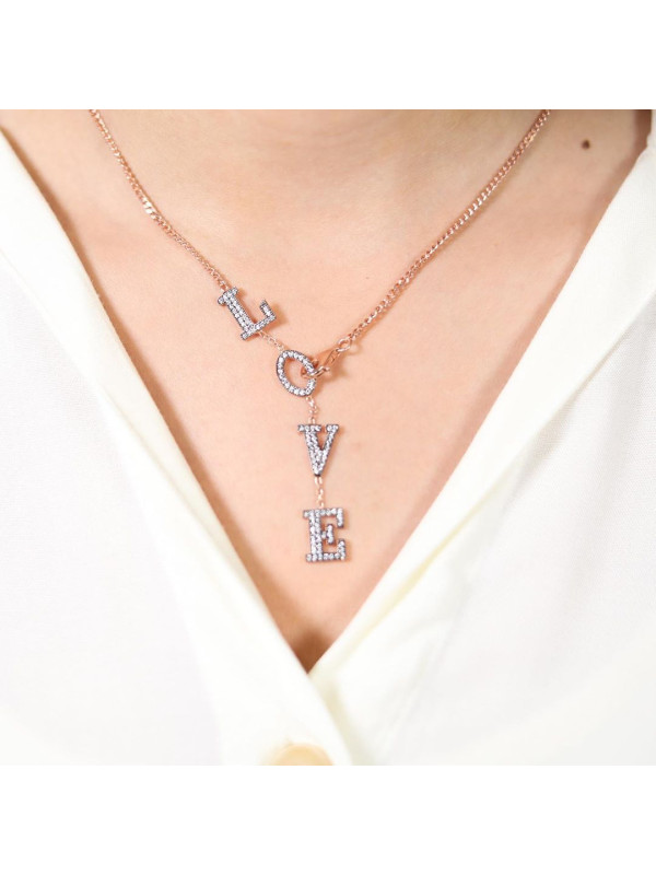 سلسال الحب فضة خالص مرصع كرييستال #750