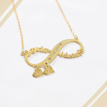 سلسال فضة خالص باسمين وتاريخ وحرفين #785 