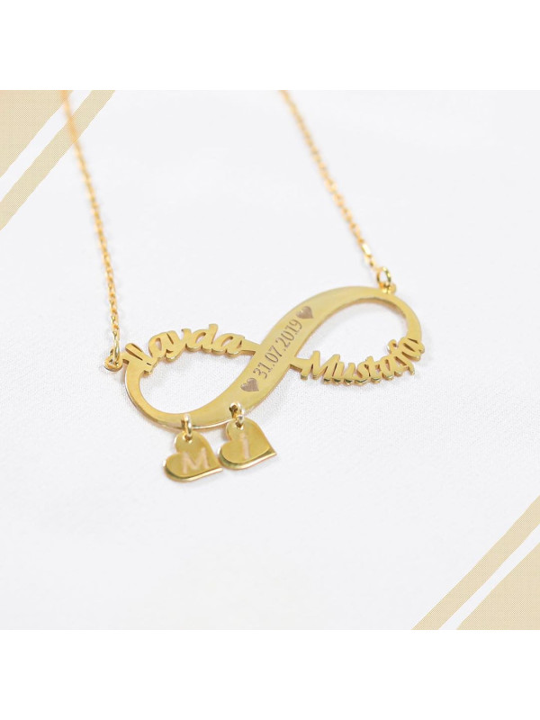 سلسال فضة خالص باسمين وتاريخ وحرفين #785