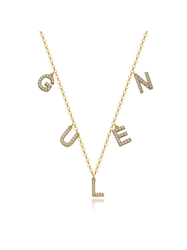 سلسال فضة خالص باسم مرصع بالكريستال #172