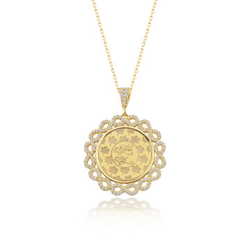 سلسال فضة خالص باسمين مرصع بالكريستال #164