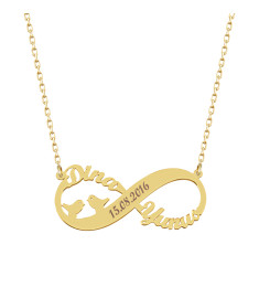 سلسال فضة خالص باسمين وتاريخ #102