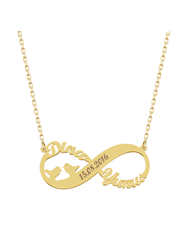 سلسال فضة خالص باسمين وتاريخ #102