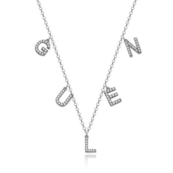 سلسال فضة خالص باسم مرصع بالكريستال #172 