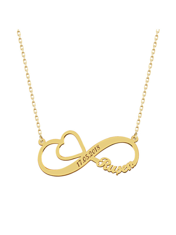 سلسال انفنتي فضة خالص بإسم مع تاريخ   #132