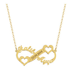 سلسال فضة خالص باسمين وتاريخ #103