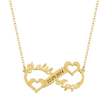 سلسال فضة خالص باسمين وتاريخ #103