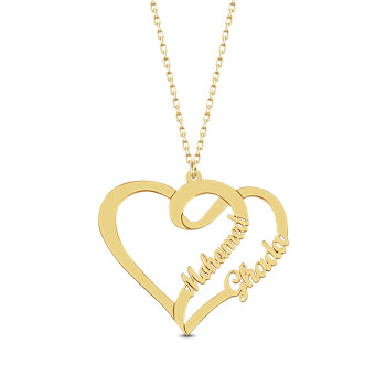 سلسال قلب فضة خالص بإسمين مرصع بالكريستال #263