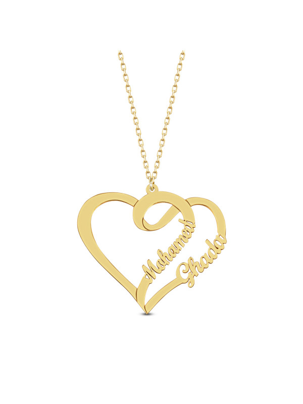 سلسال قلب فضة خالص بإسمين مرصع بالكريستال #263