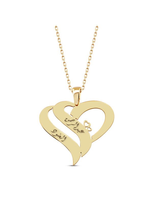 سلسال قلب فضة خالص بإسمين مرصع بالكريستال #123