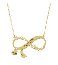 سلسال انفنتي فضة خالص باربع اسماء #146