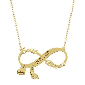 سلسال انفنتي فضة خالص باربع اسماء #146