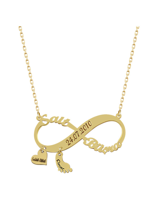 سلسال انفنتي فضة خالص باربع اسماء #146