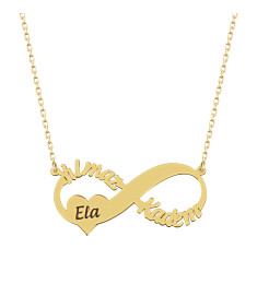 سلسال انفنتي فضة خالص بثلاث اسماء #145