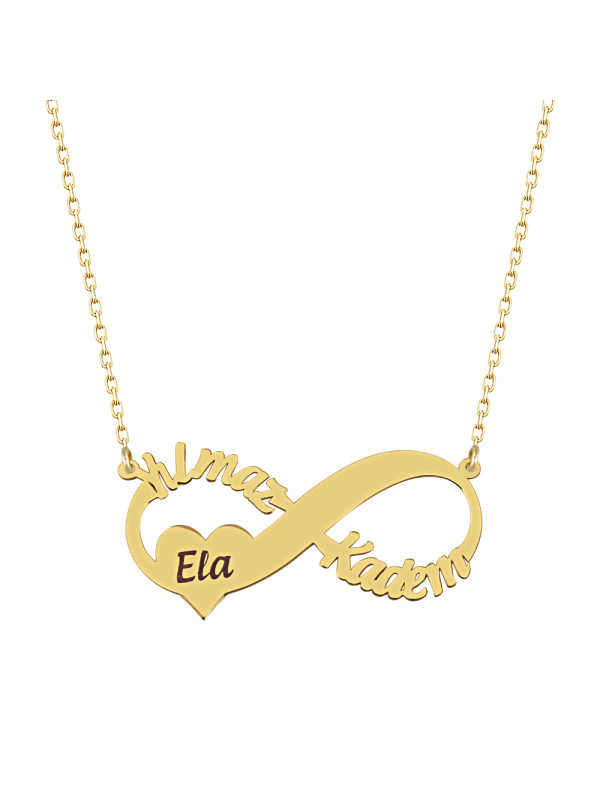 سلسال انفنتي فضة خالص بثلاث اسماء #145