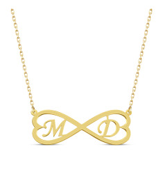 سلسال لا نهاية فضة خالص بحرفين #143