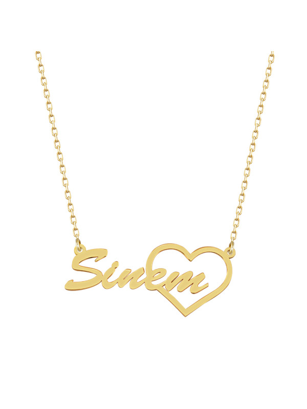 سلسال فضة خالص بإسم مع قلب  #111