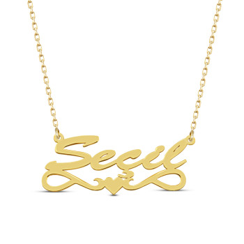 سلسال فضة خالص بإسم مع قلب   #147