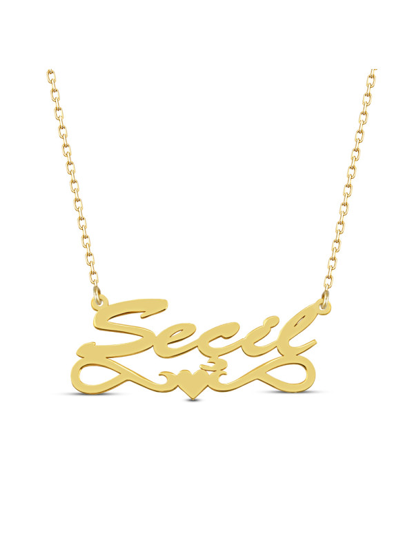 سلسال فضة خالص بإسم مع قلب   #147